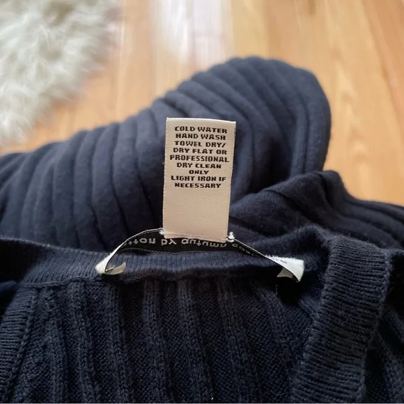 Autumn Cashmere Black Cotton Rib Knit Halter Midi Dress EUC Size Small - Picture 8 of 9